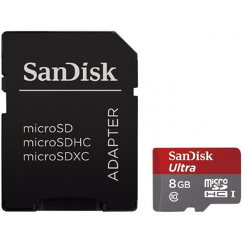 Карта памяти SanDisk Ultra microSD HC UHS-I 8GB Class 10 + SD adapter