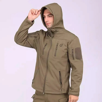 Тактическая Куртка военная с флисом SoftShell Eagle P-07 Олива -15507L