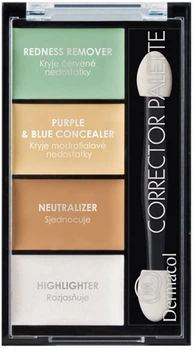 Палитра корректоров и хайлайтер Dermacol Corrector Palette с выравнивающим эффектом 8.8 г 4 цвета (8595003104012)