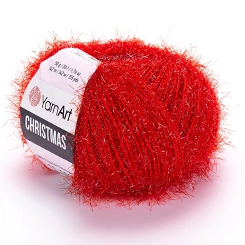 Нитки YarnArt Christmas (ЯрнАрт Кристмас) № 11 пряжа красный фантазийная травка