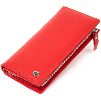 Універсальний жіночий стильний гаманець-клатч ST Leather Wallet 19372 Червоний