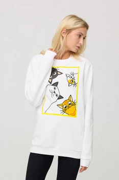 Світшот жіночий oversize /no flis/ XL Білий (BSWW30079)