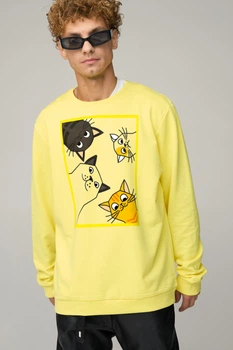 Світшот чоловічий OVERSIZE /no flis/ L Жовтий (BSMSY30091)