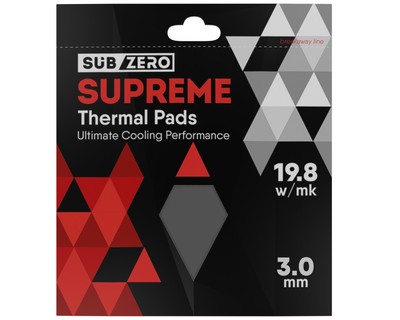Термопрокладка SubZero SUPREME 100x100x3.0 мм SubZero Thermal Pad 19.8 W/mK сіра