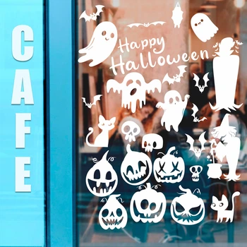 Набір наклейок Ніч Halloween (гарбузи відьма привиди череп кажани Хелловін) матова набір 970х1000мм