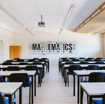 Наклейка на стену для НУШ Прогрессивная математика (текстовая наклейка формулы школа) матовая 3820х970 мм