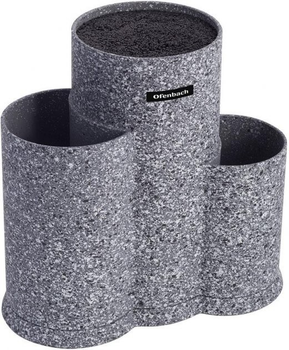 Подставка-колода Ofenbach Grey Marble для кухонных ножей 23х13х22см, тройная круглая (NB-100212)