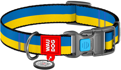 Нашийник для собак, нейлоновий WAUDOG Nylon із QR-паспортом, принт "Colors of Freedom", пластиковий фастекс, XL, ширина 25 мм, довжина 37-58 см (4504-4020Collar)