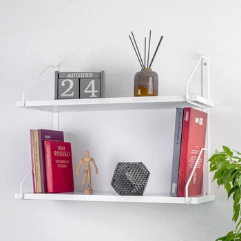 Полиця настінна подвійна Adore Decor Білий (метал/ЛДСП) (PN2w-dW)