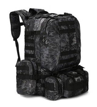 Рюкзак армейский тактический Kryptek Python черный 56 литров з сумочками