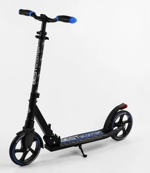 Двухколесный самокат Best Scooter складной, амортизатор, стоп сигнал. Black and blue (105431)