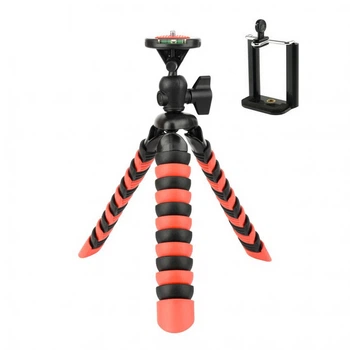 Трипод / Гибкий штатив для телефона, камеры, GoPro с уровнем Alitek Flexible H30 Black / Red + держатель (A-620810)