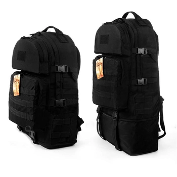 Тактичний туристичний міцний рюкзак трансформер 5.15.b на 40-60 літрів чорний.
