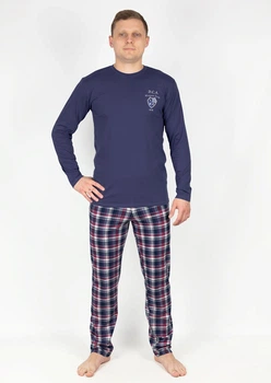 Мужская пижама домашний комплект хлопок Roksana FRIENDLY FAMILY 16113 XXL синий + красный + молочный
