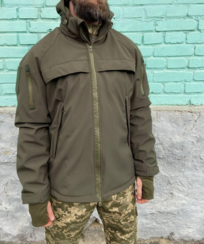 Військова куртка тактична утеплена Софт Шелл Хакі (Єврозима) 48-50(M-L)