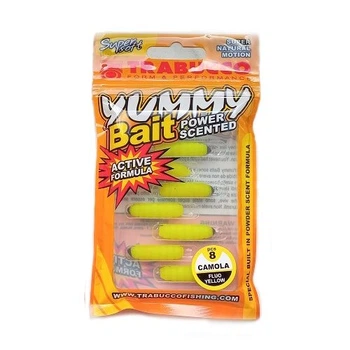 Силиконовая приманка желтая, Trabucco YUMMY BAIT CAMOLA 8шт YELLOW