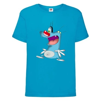 Футболка детская Огги и тараканы (Oggy and cockroaches) синяя (top OG blu1) 152 см