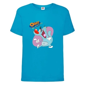Футболка детская Огги и тараканы (Oggy and cockroaches) синяя (top OG blu5) 152 см