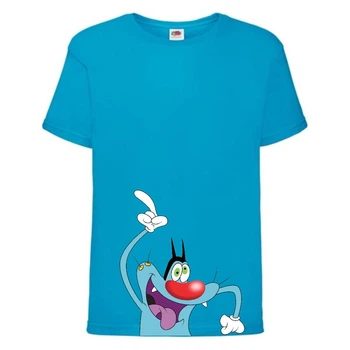 Футболка детская Огги и тараканы (Oggy and cockroaches) синяя (top OG blu3) 128 см