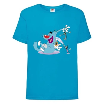Футболка детская Огги и тараканы (Oggy and cockroaches) синяя (top OG blu2) 140 см