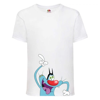 Футболка детская Огги и тараканы (Oggy and cockroaches) белая (top OG3 wh) 128 см