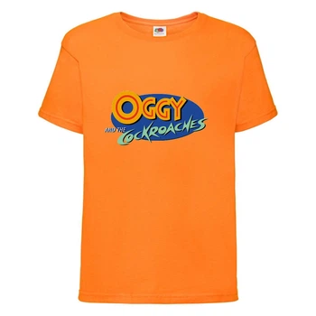 Футболка детская Огги и тараканы (Oggy and cockroaches) оранжевая (top OG or6) 128 см