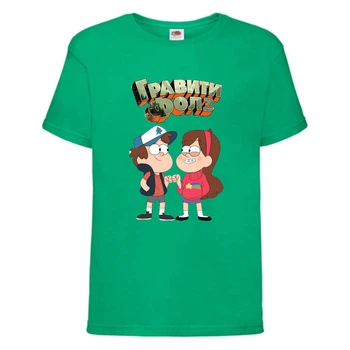 Футболка дитяча Гравити Фолз Мэйб і Діппер 3 (Gravity Falls Mayb and Dipper 3) зелена (GF grn-5) 104 см