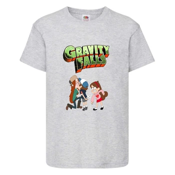Футболка детская Гравити Фолз Мэйб и Диппер 9 (Gravity Falls Mayb and Dipper 9) серая (GF gr-03) 104 см