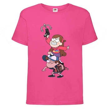 Футболка детская Гравити Фолз Мэйб и Диппер 4 (Gravity Falls Mayb and Dipper 4) розовая (GF pin-8) 104 см