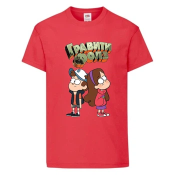 Футболка дитяча Гравити Фолз Мэйб і Діппер 6 (Gravity Falls Mayb and Dipper 6) червона (GF rd-9) 164 см