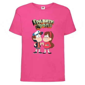Футболка детская Гравити Фолз Мэйб и Диппер 3 (Gravity Falls Mayb and Dipper 3) розовая (GF pin-7) 152 см