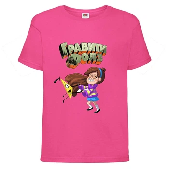 Футболка детская Гравити Фолз Мэйбл и Билл шифр (Gravity Falls Maybl and Bill) розовая (GF pin-002) 164 см