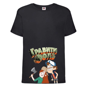 Футболка дитяча Гравити Фолз Венді і Діппер (Gravity Falls Vendy and Dipper) чорна (GF blc-2) 104 см