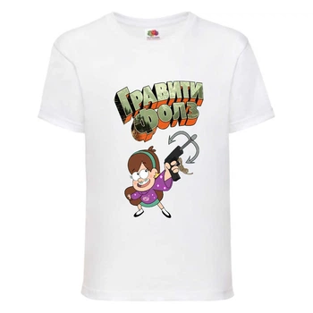Футболка детская Гравити Фолз Мэйбл стреляет (Gravity Falls Maybl) белая (GF wh-002) 140 см