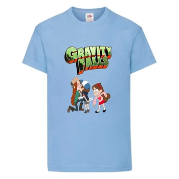 Футболка детская Гравити Фолз Мэйб и Диппер 9 (Gravity Falls Mayb and Dipper 9) голубой (GF lblu-03) 104 см