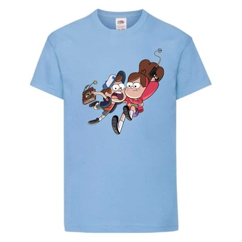 Футболка детская Гравити Фолз Мэйб и Диппер (Gravity Falls Mayb and Dipper) голубой (GF lblu-4) 104 см