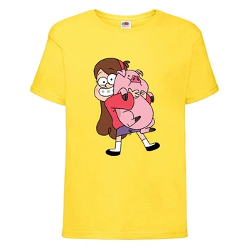 Футболка детская Гравити Фолз Мэйб piggy (Gravity Falls Mayb piggy) желтая (GF yl-07) 104 см