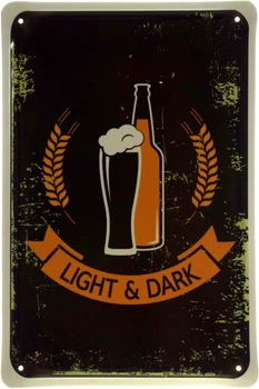 Металлическая табличка "Beer Light & Dark" (ms-103638)
