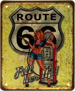 Металлическая табличка "Route 66 (Fill Her Up!)" (ms-103595)