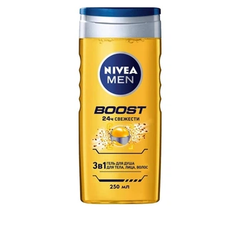 Гель для душа Nivea Men Boost 3в1 для тела лица волос с кофеином 250 мл (4005900824455)