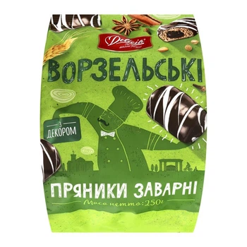Пряники Деліція заварні Ворзельські з декором 250 р. (4820167919573)