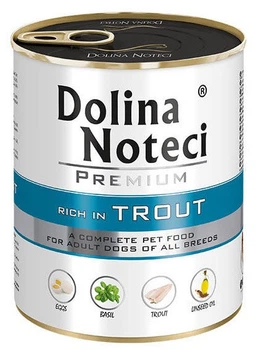 Упаковка влажного корма для собак с форелью Dolina Noteci Premium 12 шт*800 г