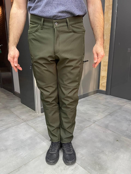 Штани зимові тактичні софтшел флісові, розмір XXL, Оливкові, утеплені штани для військових