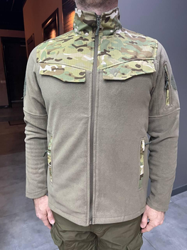 Армейська кофта флісова WOLFTRAP, тепла, розмір XL, Оливковий, вставки Мультиком на рукава, плечі, кишені