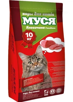 Сухой корм Муся для взрослых кошек, Говядина 10 кг (4820097803683)