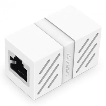 Соединитель витой пары RJ45 UGREEN NW114 Cat7 Cat6 Cat5e разъем-удлинитель Ethernet White (20311)