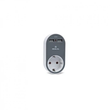 Зарядное устройство REAL-EL USB-устройств + розетка (CS-20) (198239)