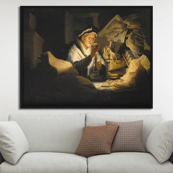Картина Холстович Меняла 30x40 см. Интерьерная картина Рембрандта для офиса, гостиной, спальни, кухни, ресторана