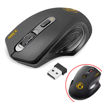 Беспроводная игровая мышь мышка ТИХАЯ 2000dpi iMice G-1800, черная