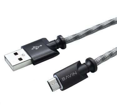 Кабель Bavin CB101, Micro-USB, 2.4A, Silver, длина 1м, BOX